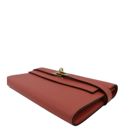 Hermes Kelly Epsom Leather Wallet Flamingo