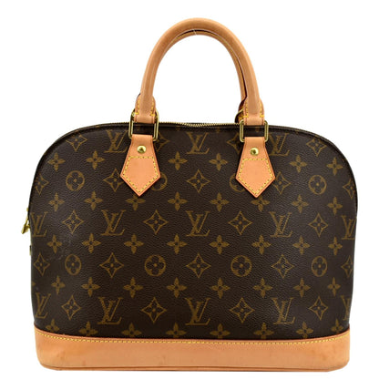 LOUIS VUITTON Alma PM Monogram Canvas Satchel Bag Brown