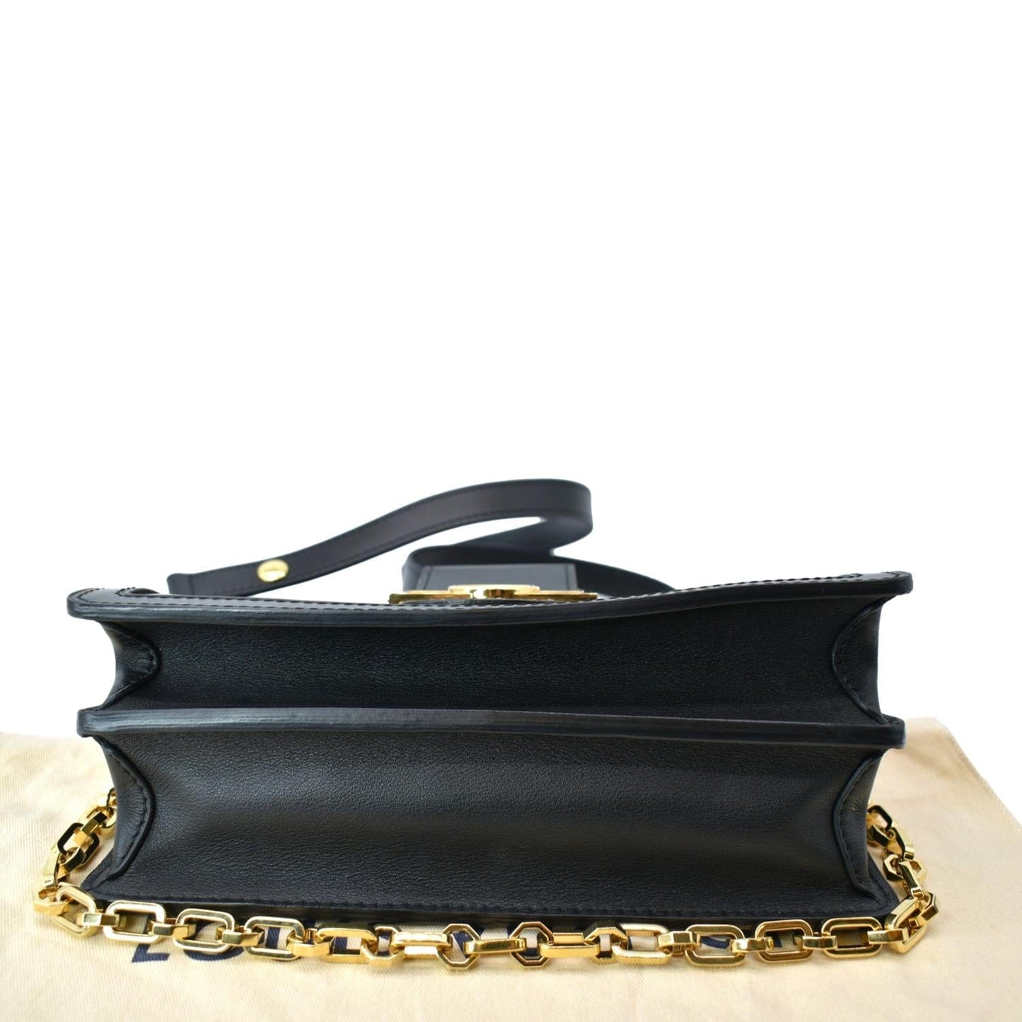 LOUIS VUITTON Dauphine MM Smooth Leather Shoulder Bag Black