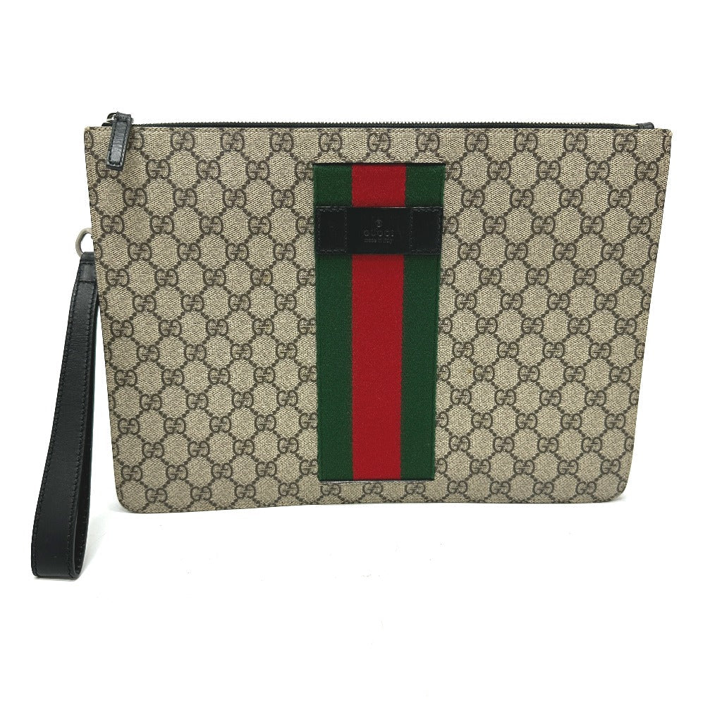 GUCCI Clutch bag 433665 GG Supreme Canvas beige Sherry line mens Secondhand