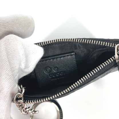 GUCCI Coin case 544476 leather black With key ring Micro Gucci Shima GG mens Used