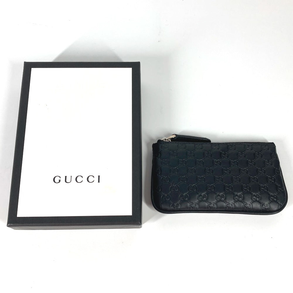 GUCCI Coin case 544476 leather black With key ring Micro Gucci Shima GG mens Used