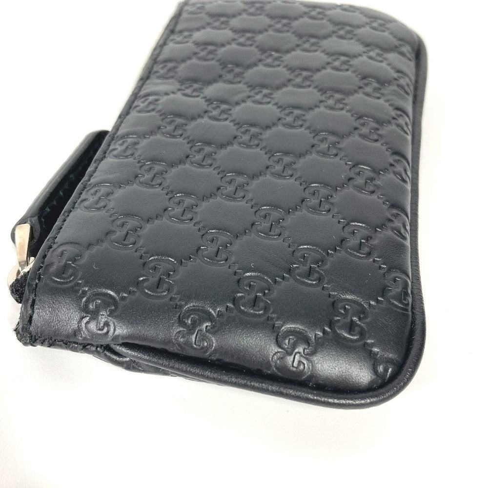 GUCCI Coin case 544476 leather black With key ring Micro Gucci Shima GG mens Used