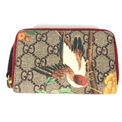 GUCCI Coin case 424897 GG Supreme Canvas Red GG Supreme Coin Pocket Wallet bird motif bird Women Secondhand