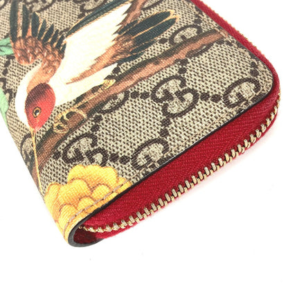 GUCCI Coin case 424897 GG Supreme Canvas Red GG Supreme Coin Pocket Wallet bird motif bird Women Secondhand