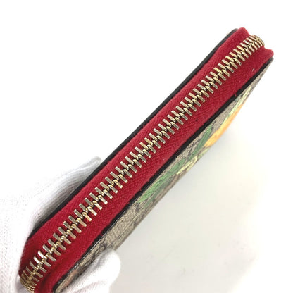 GUCCI Coin case 424897 GG Supreme Canvas Red GG Supreme Coin Pocket Wallet bird motif bird Women Secondhand