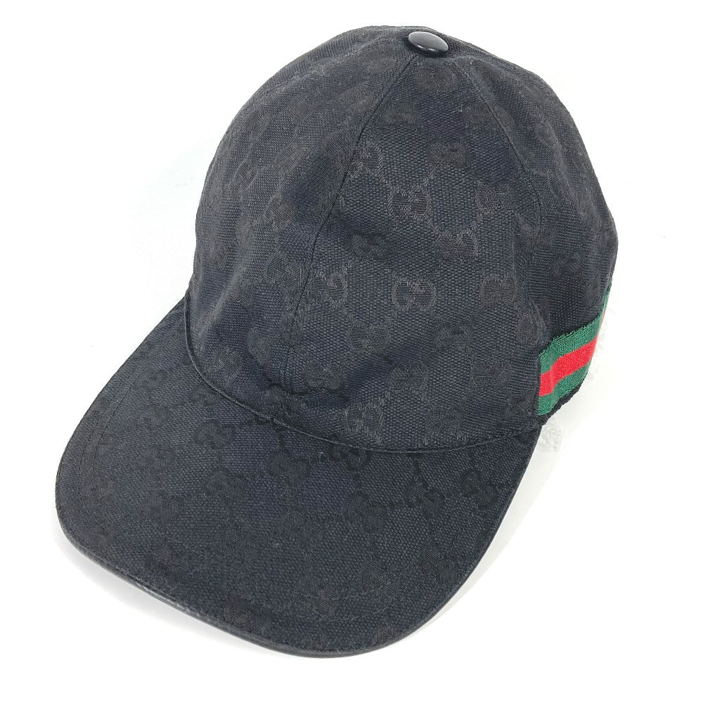 GUCCI cap 200035  canvas black GG hat cap baseball mens L Used