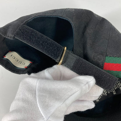 GUCCI cap 200035  canvas black GG hat cap baseball mens L Used