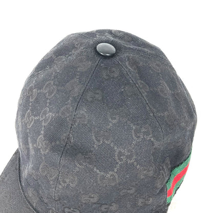 GUCCI cap 200035  canvas black GG hat cap baseball mens L Used