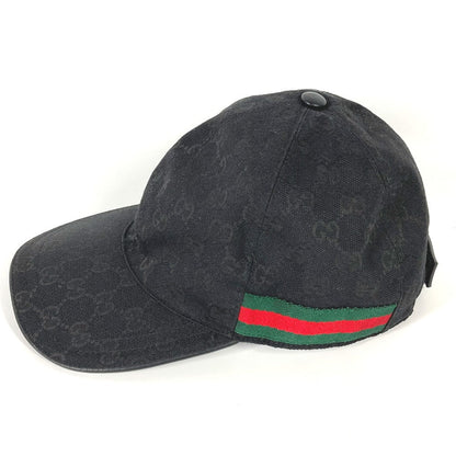 GUCCI cap 200035  canvas black GG hat cap baseball mens L Used