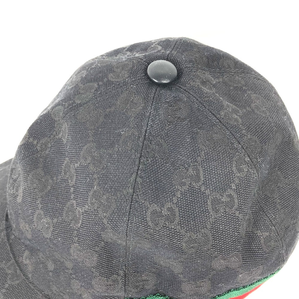 GUCCI cap 200035  canvas black GG hat cap baseball mens L Used