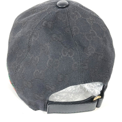 GUCCI cap 200035  canvas black GG hat cap baseball mens L Used