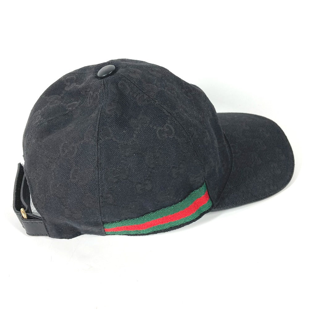 GUCCI cap 200035  canvas black GG hat cap baseball mens L Used