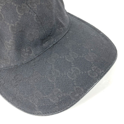 GUCCI cap 200035  canvas black GG hat cap baseball mens L Used