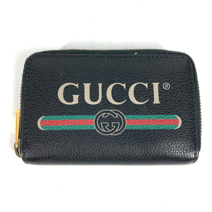 GUCCI Coin case 496319 leather black Coin Pocket Wallet logo Women Used