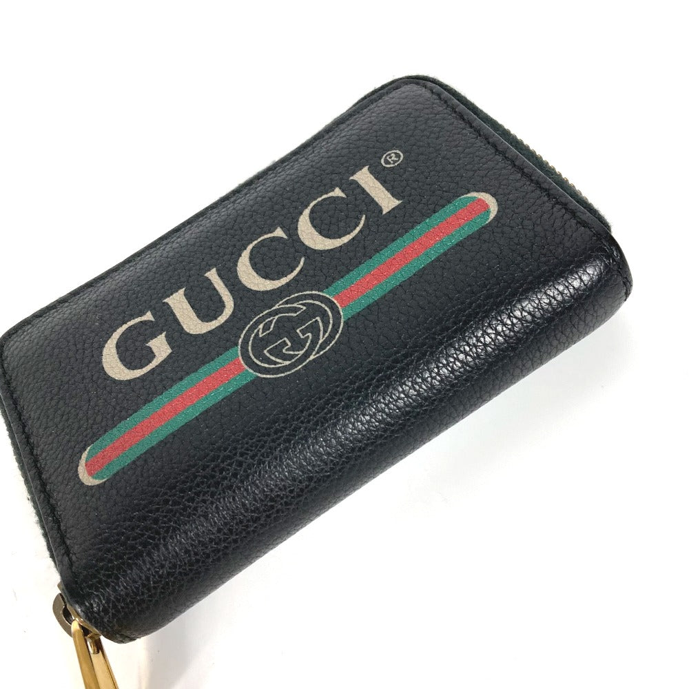 GUCCI Coin case 496319 leather black Coin Pocket Wallet logo Women Used