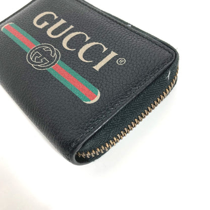 GUCCI Coin case 496319 leather black Coin Pocket Wallet logo Women Used