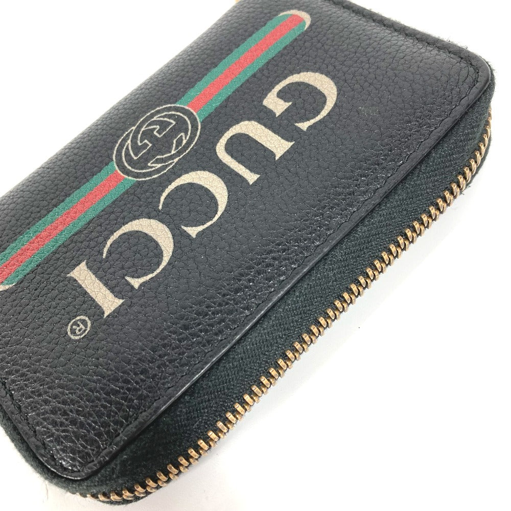 GUCCI Coin case 496319 leather black Coin Pocket Wallet logo Women Used