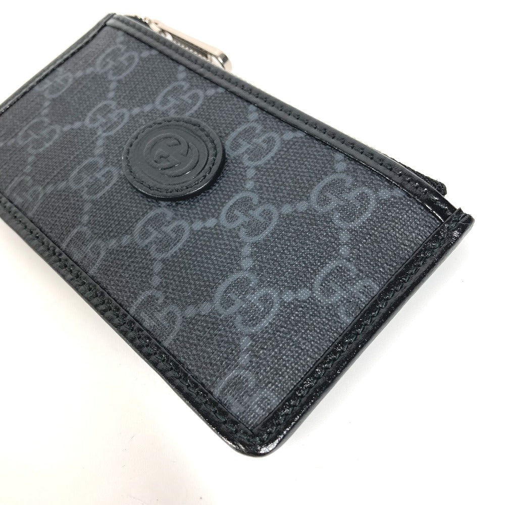 GUCCI Coin case 697717 PVC / Leather black GG Supreme Interlocking G Card Case mens Used