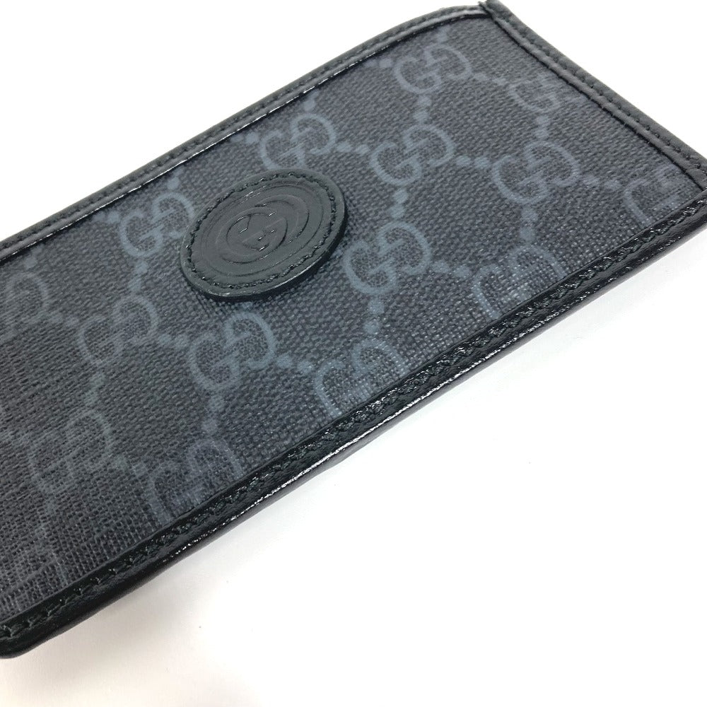 GUCCI Coin case 697717 PVC / Leather black GG Supreme Interlocking G Card Case mens Used