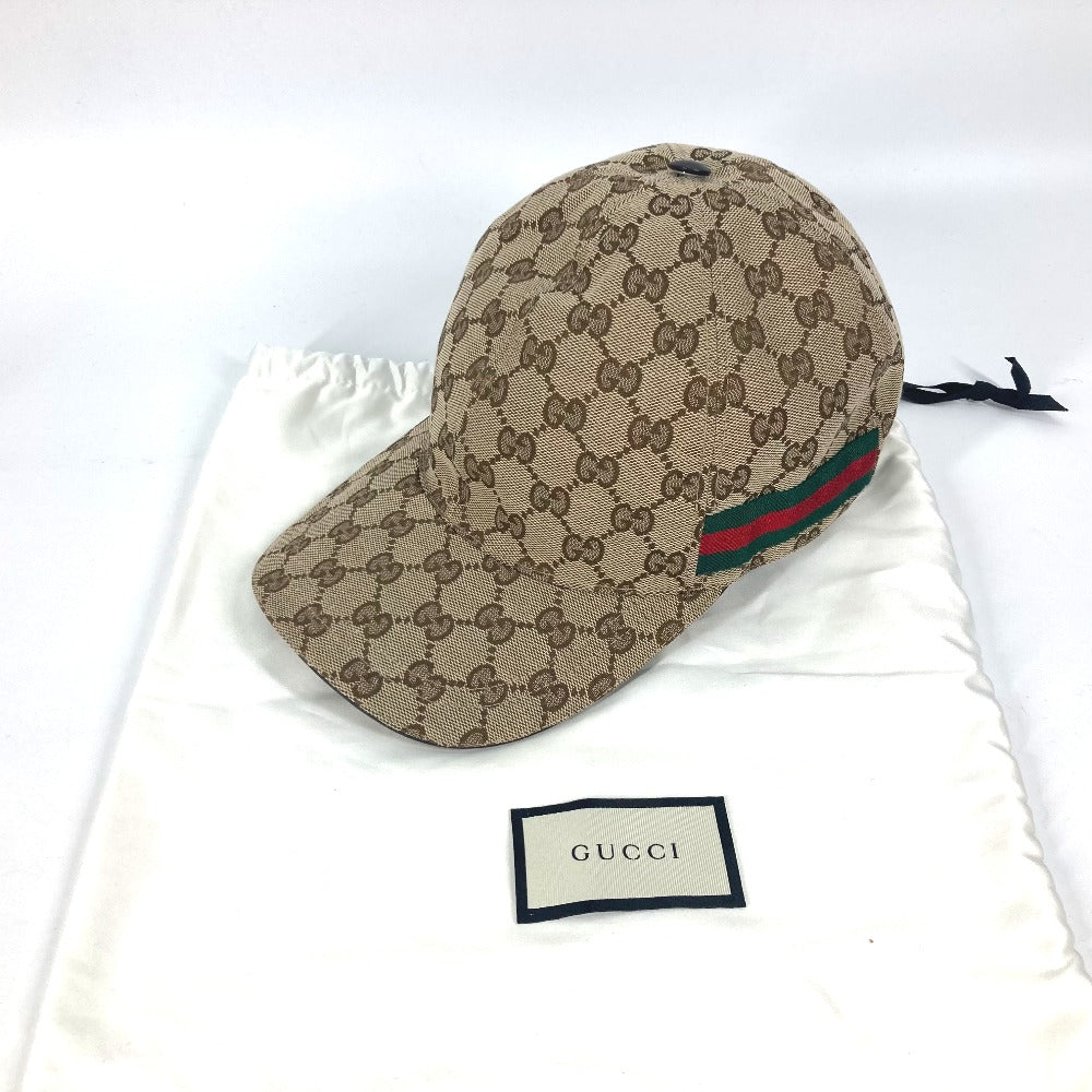 GUCCI cap 200035 GG canvas beige GG canvas Sherry line mens XL Used