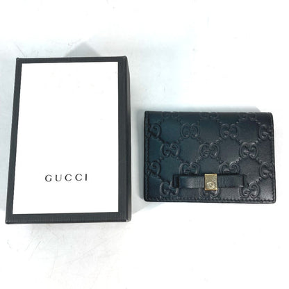 GUCCI Card Case 451192 Sima leather black Guccisima GG Ribbon Ribon Women Used