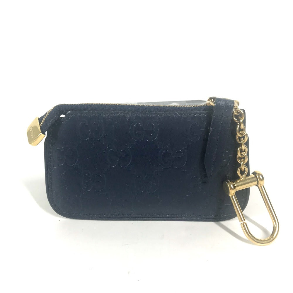 GUCCI Coin case 447964 Sima leather Navy Guccisima GG mens Used