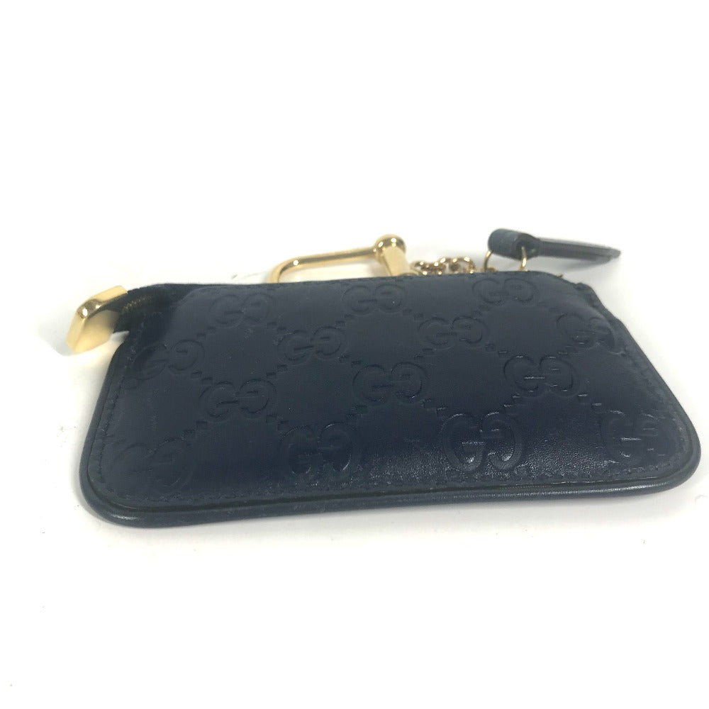 GUCCI Coin case 447964 Sima leather Navy Guccisima GG mens Used