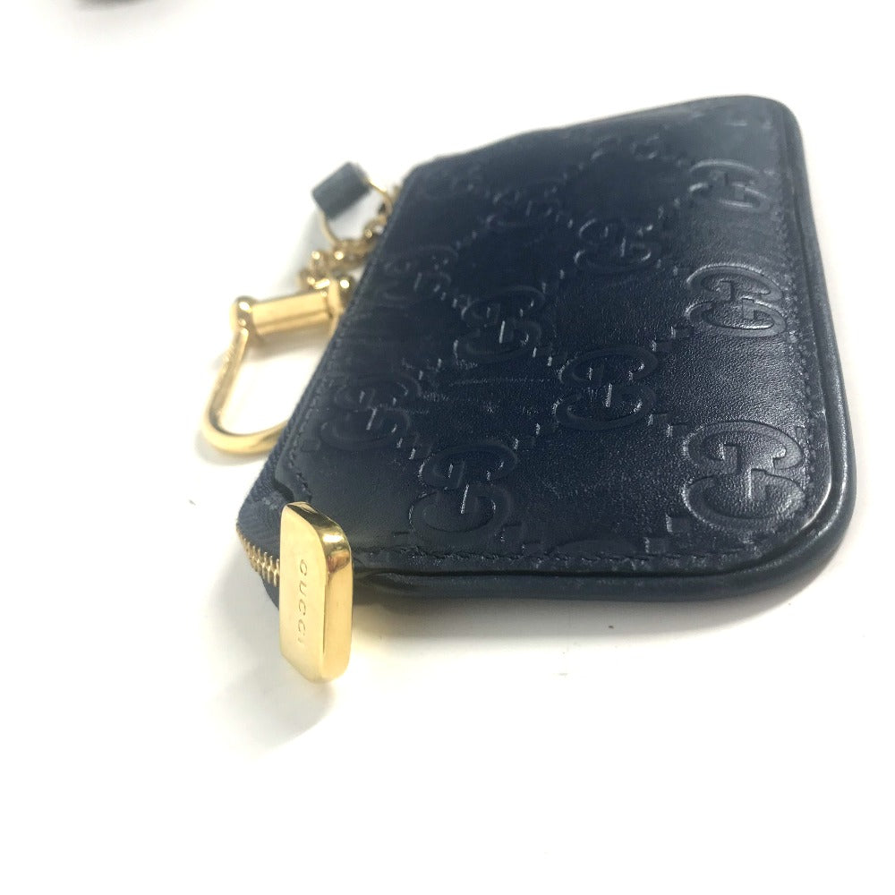 GUCCI Coin case 447964 Sima leather Navy Guccisima GG mens Used