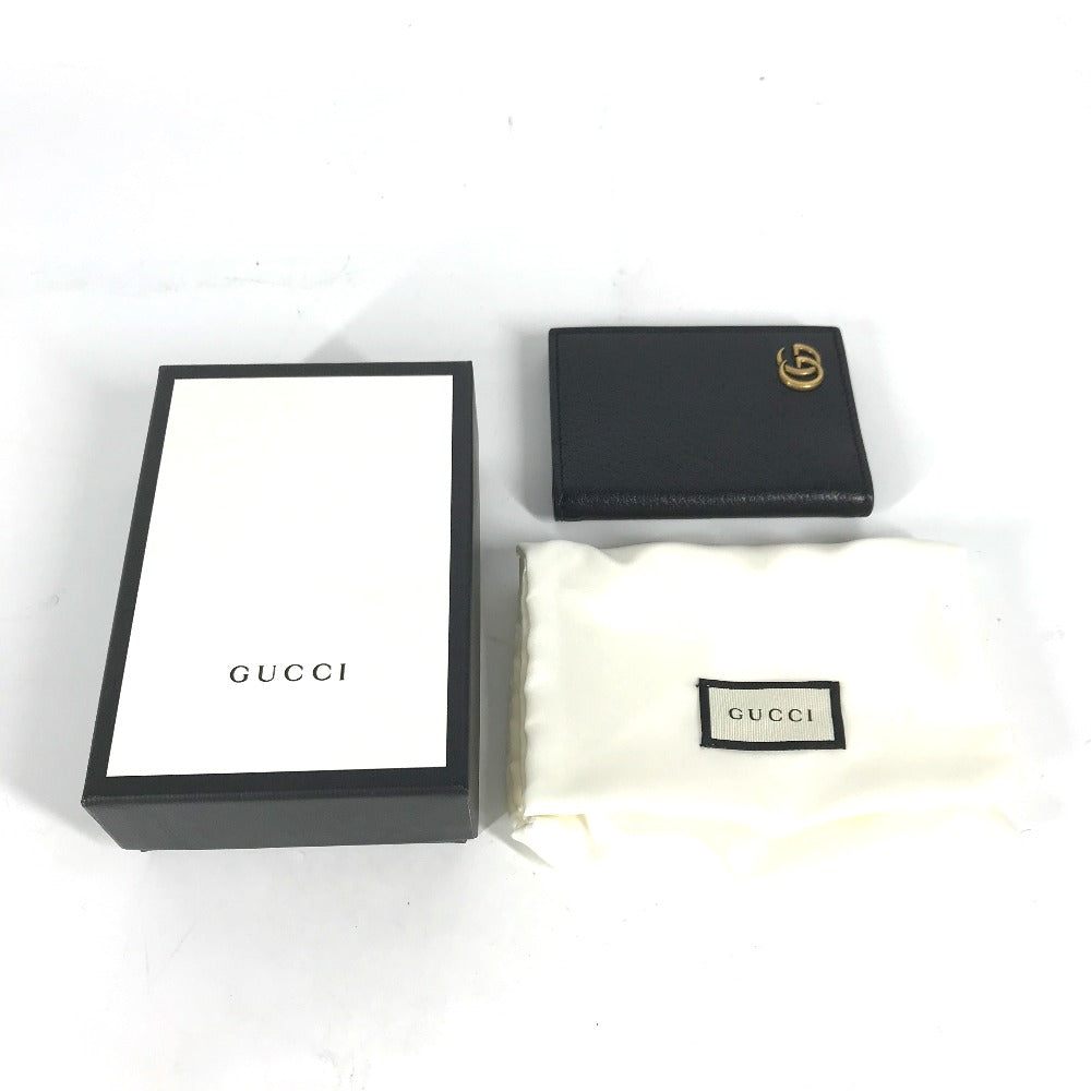 GUCCI Card Case 428737 leather black GG Marmont Double G mens Used