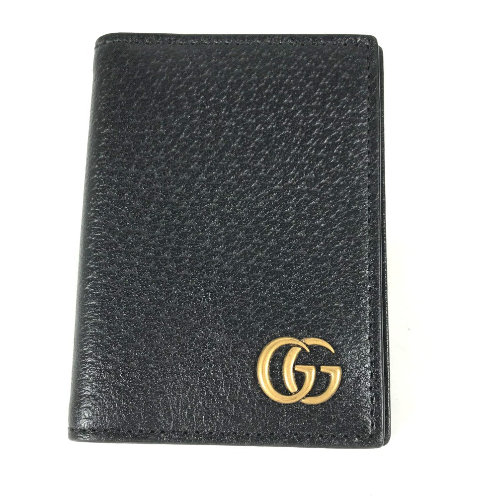 GUCCI Card Case 428737 leather black GG Marmont Double G mens Used