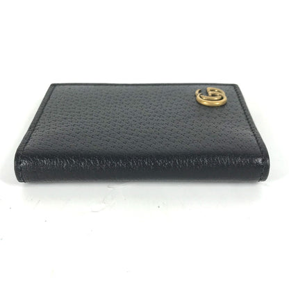 GUCCI Card Case 428737 leather black GG Marmont Double G mens Used