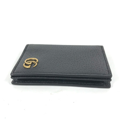 GUCCI Card Case 428737 leather black GG Marmont Double G mens Used