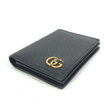 GUCCI Card Case 428737 leather black GG Marmont Double G mens Used