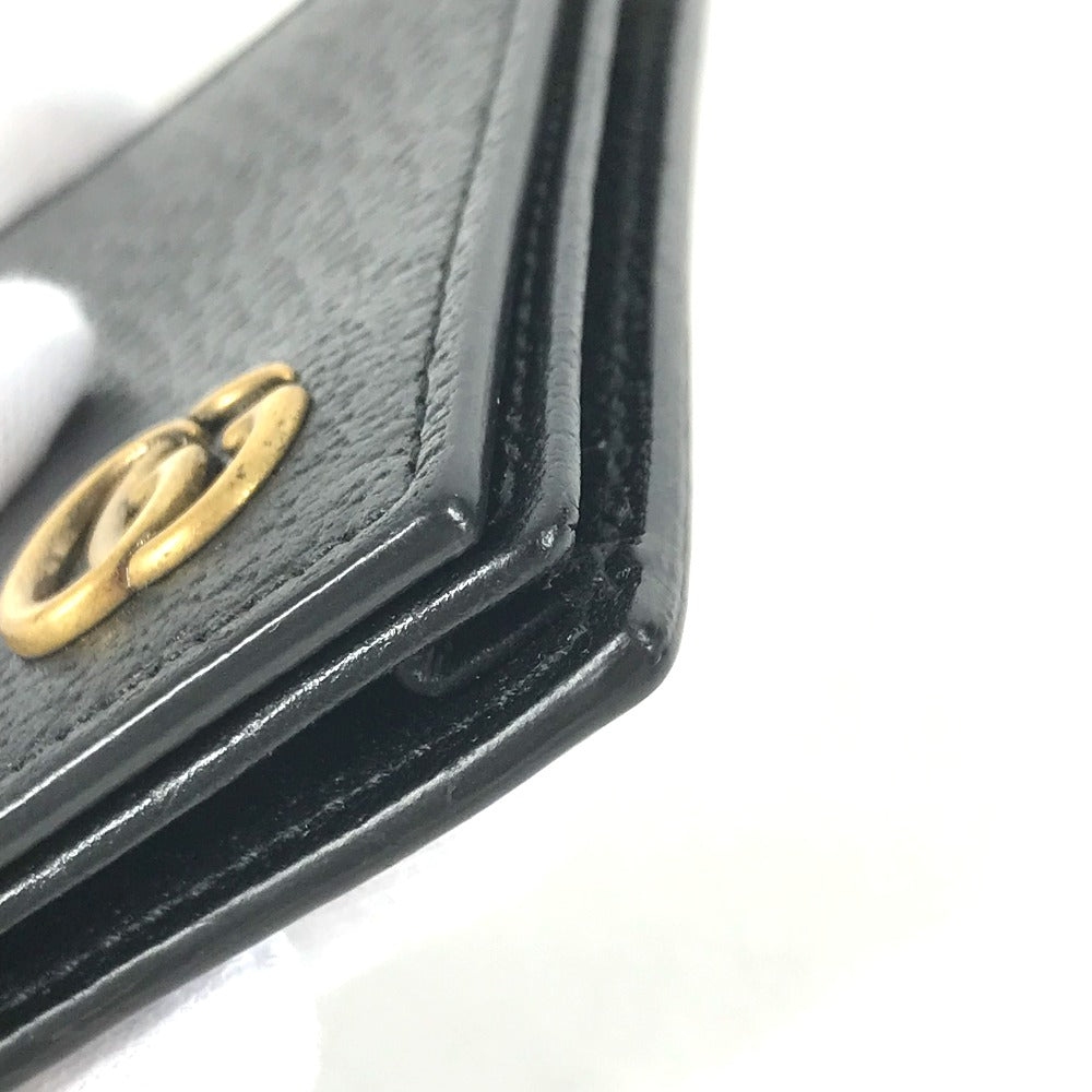 GUCCI Card Case 428737 leather black GG Marmont Double G mens Used