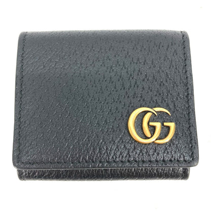 GUCCI Coin case 473959 leather black GG Marmont Compact Mini Wallet mens Used