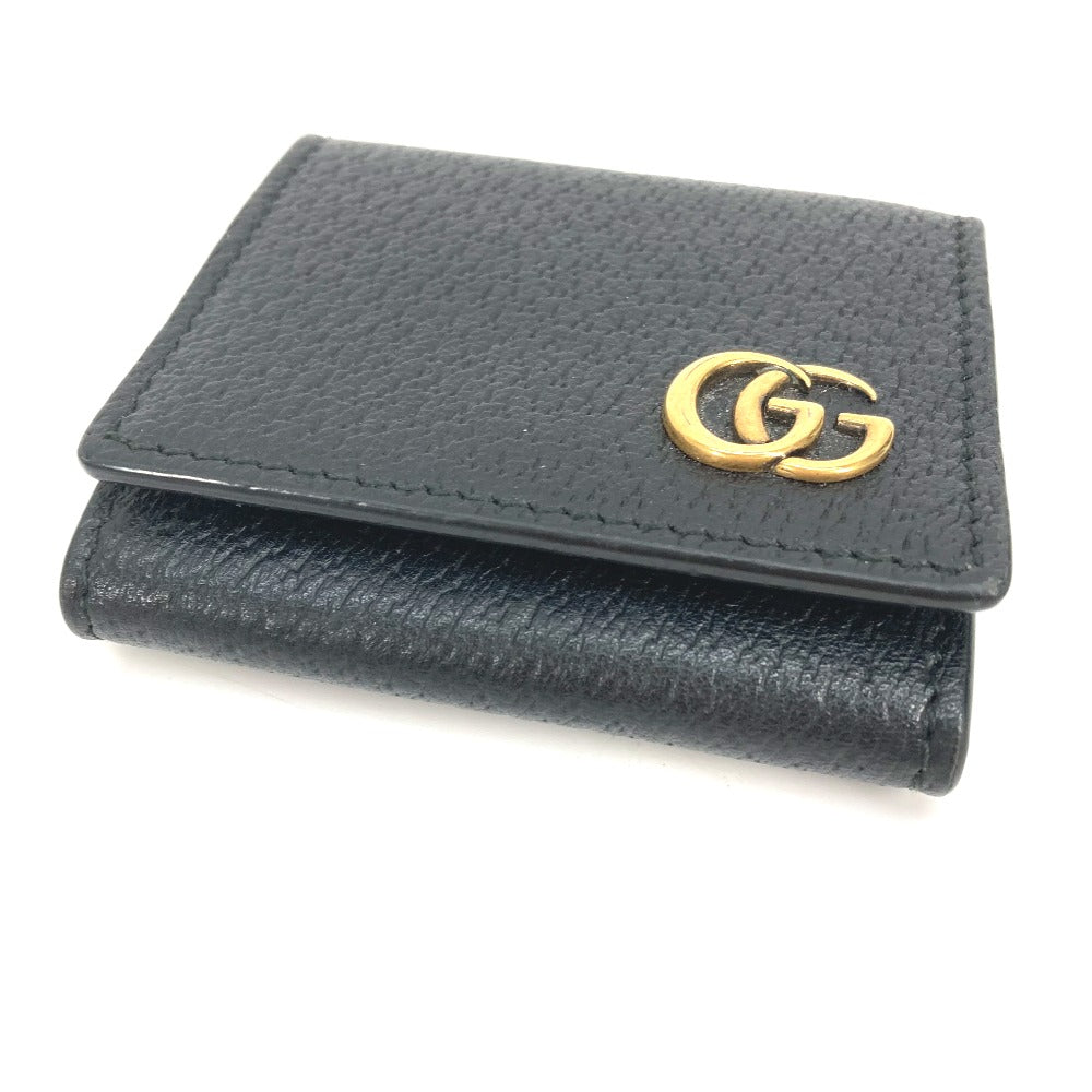 GUCCI Coin case 473959 leather black GG Marmont Compact Mini Wallet mens Used