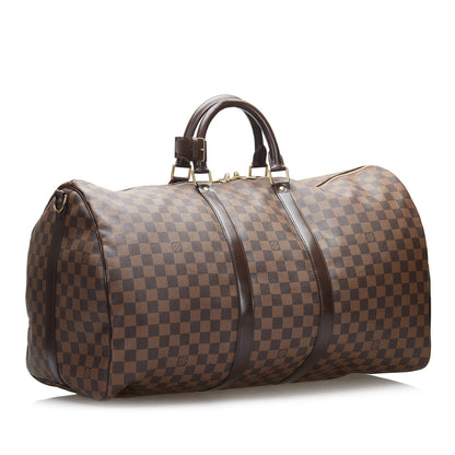 Louis Vuitton  Damier Ebene Keepall Bandouliere 55 Brown