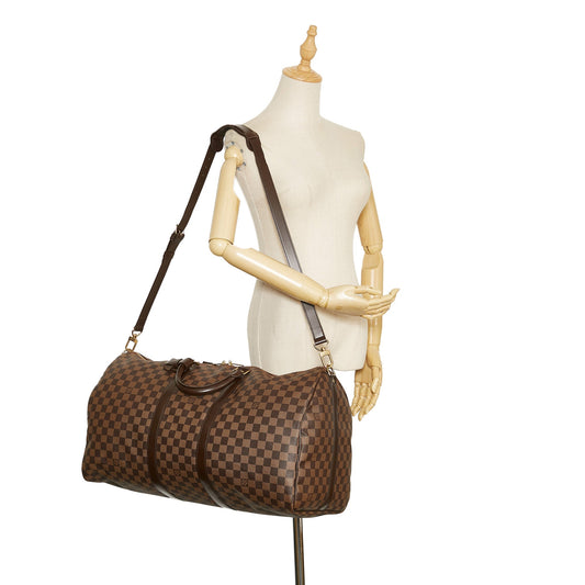 Louis Vuitton  Damier Ebene Keepall Bandouliere 55 Brown