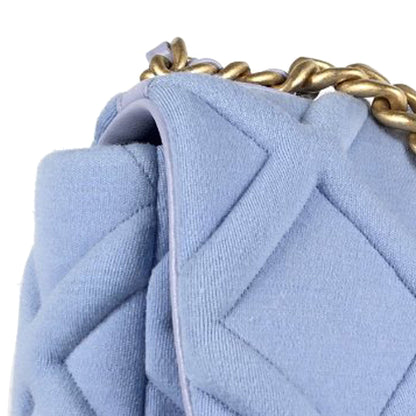 Chanel 19 Flap Bag Medium Blue Jersey Gold