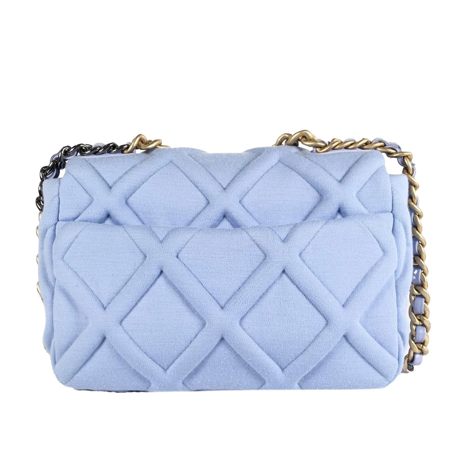 Chanel 19 Flap Bag Medium Blue Jersey Gold