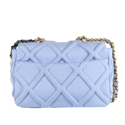 Chanel 19 Flap Bag Medium Blue Jersey Gold