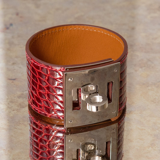 Hermes Kelly Dog Burgundy Bracelet