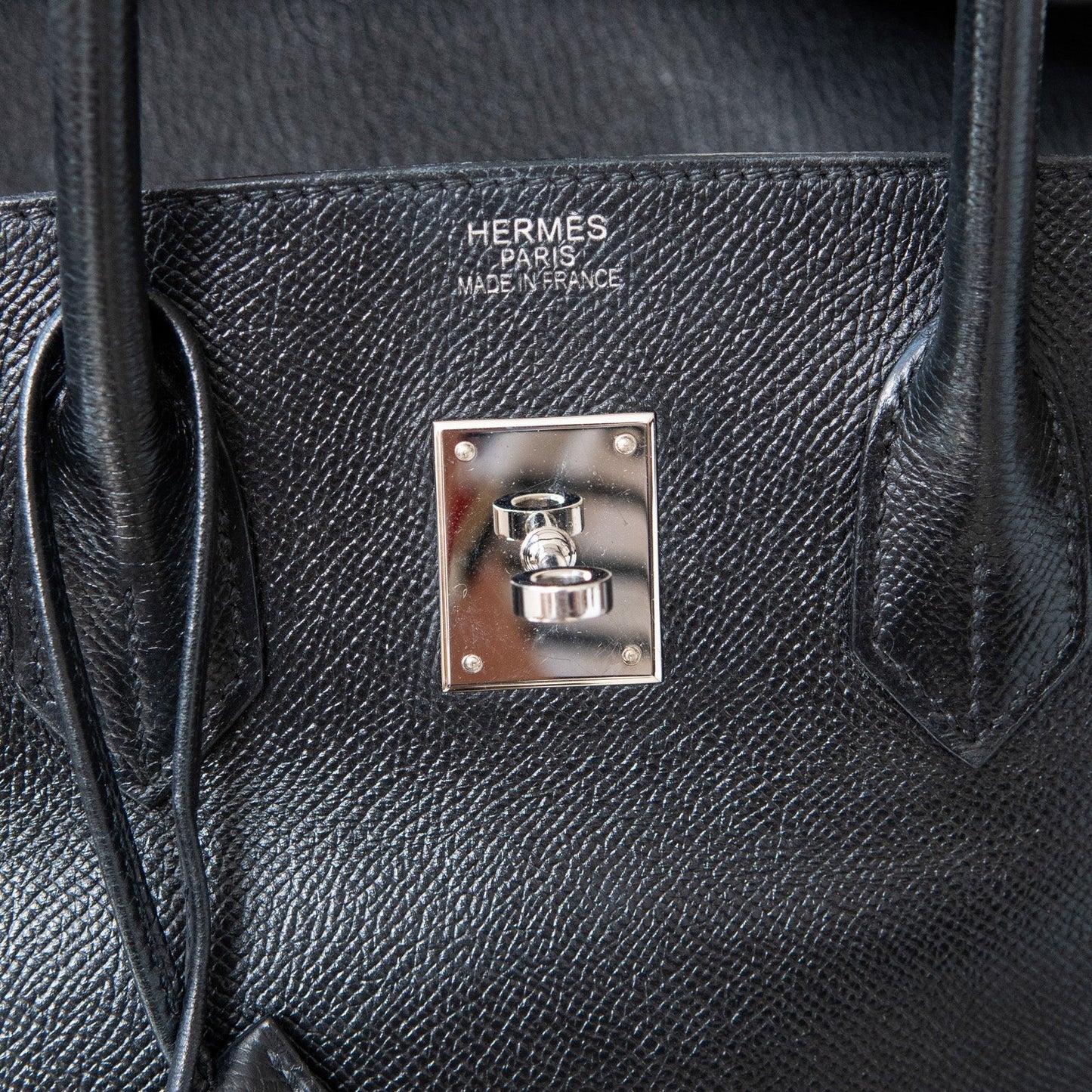 Hermes Black Birkin 35 Epsom Leather in Palladium Tone Hardware K Stamp 2007