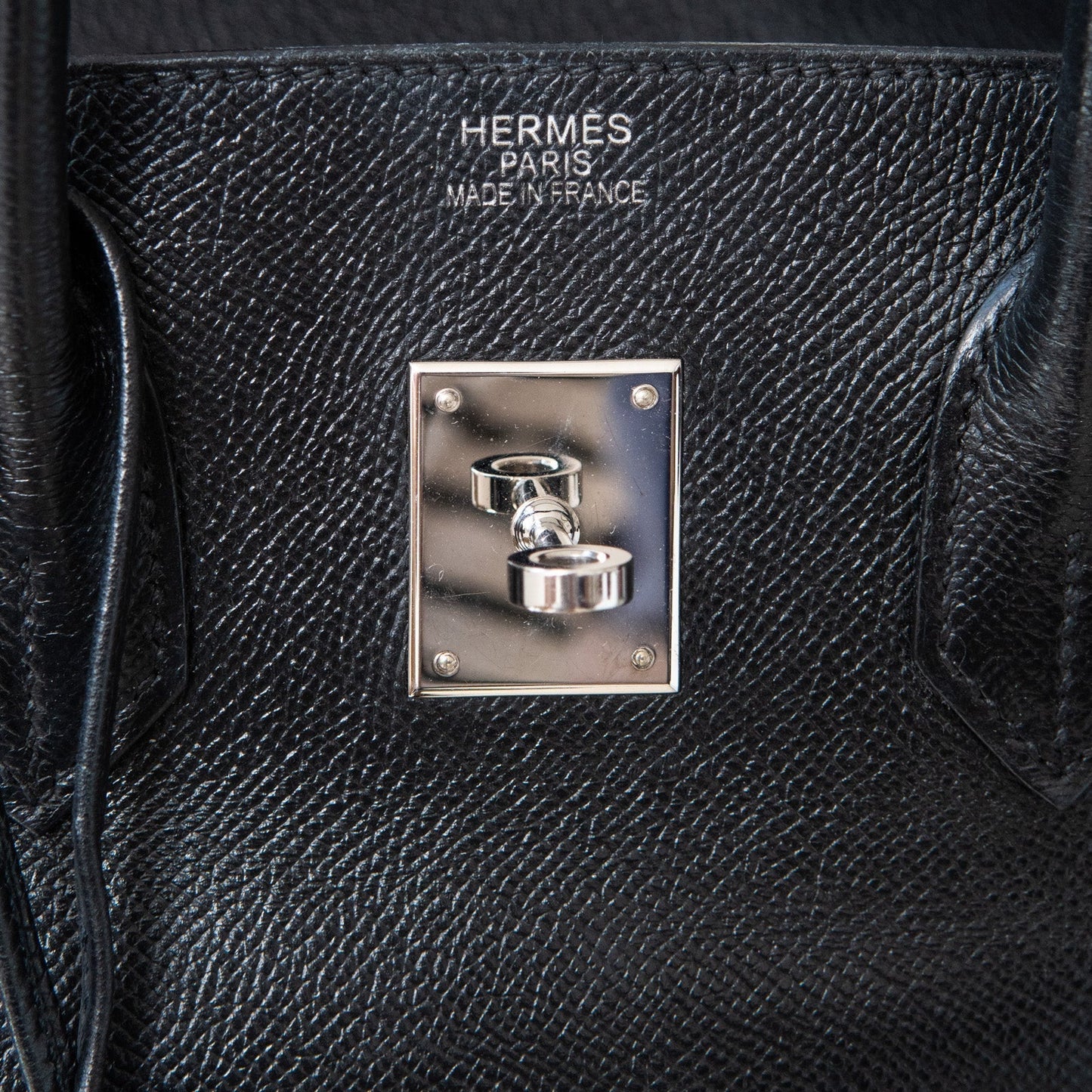 Hermes Black Birkin 35 Epsom Leather in Palladium Tone Hardware K Stamp 2007