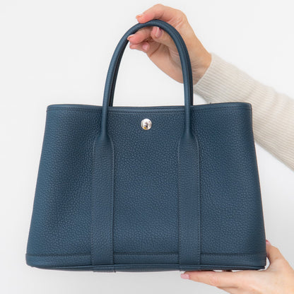 Hermes Garden Party 30 Bleu De Prusse  Bag