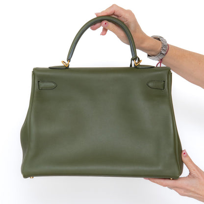 Hermes Kelly 35 Green Bag