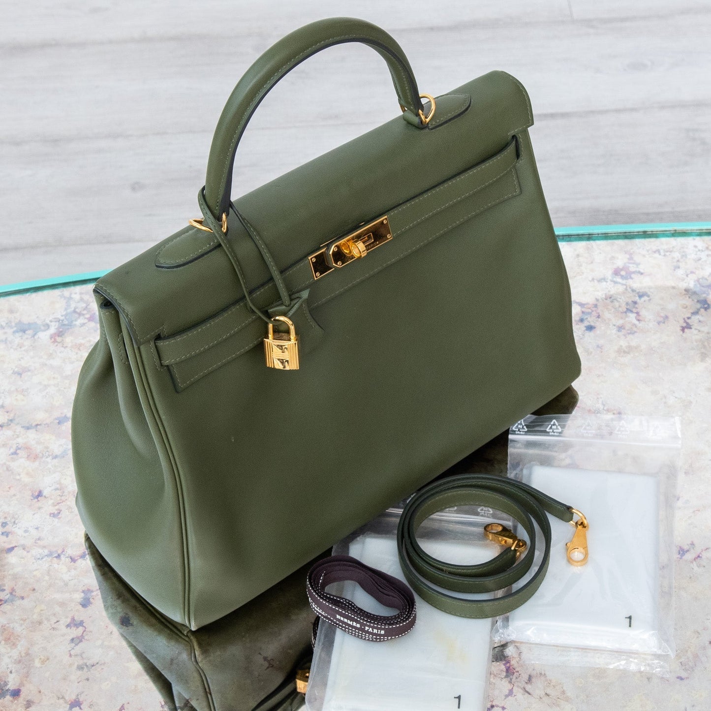 Hermes Kelly 35 Green Bag