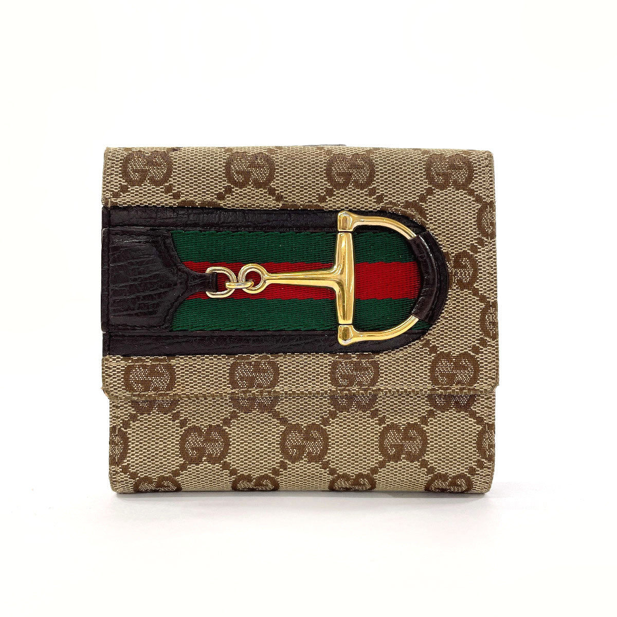 GUCCI Bifold Wallet 138029 GG canvas Brown Sherry line Horsebit  Used