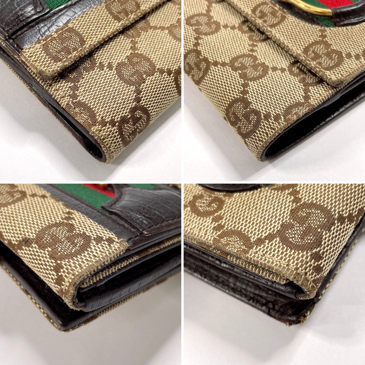 GUCCI Bifold Wallet 138029 GG canvas Brown Sherry line Horsebit  Used